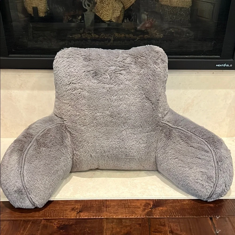 Plush Backrest Reading Pillow Gray